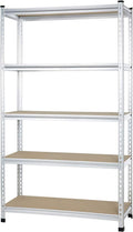 Amazon Basics 5-Tier Medium Duty Garage Shelving Unit, Sturdy Adjustable Storage Shelves, Easy to Assemble, 48" x 18" x 72", Aluminum