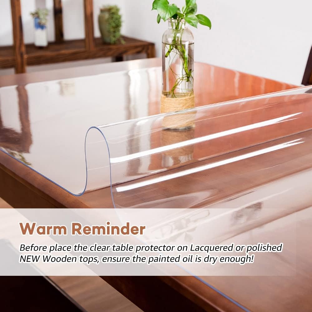 RostiKong 36 x 54 Inch Clear Table Cover Protector Rectangular Plastic Vinyl Roll Kitchen Dining Room Table Cloths Office Desk Pad Kitchen Floor Highchair Mat Outdoor Party Tablecloth Picnic Table Mat