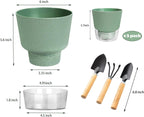 2024 Upgraded 5 Pack 6-Inch Self-Watering Planter Pots with Deep Reservoir for Indoor and Outdoor Plants with Planting Tools (Frosted Black)