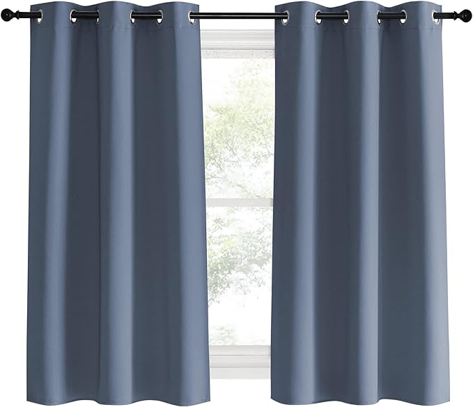 NICETOWN Kitchen Curtains Blackout Drapes, Stone Blue, Thermal Insulated - Image 2