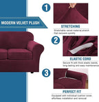 H.VERSAILTEX Velvet 4 Piece High Stretch Sofa Slipcover Cover Furniture - Image 3