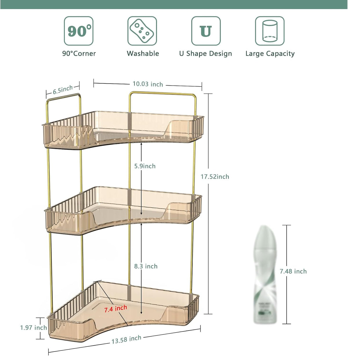 Webetop Corner Bathroom Shelf, 3 Tier Countertop Organizer for Vanity