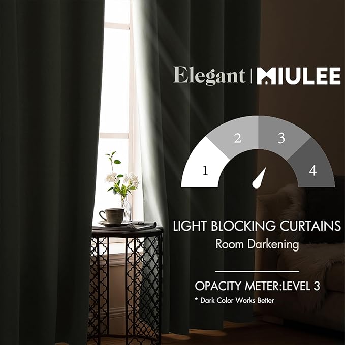 MIULEE Room Darkening Curtains Thermal Insulated Drapes Solid Window Treatment - Image 2