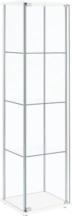 Coaster Home Furnishings - Bellatrix - Glass - 3-Shelf Curio Cabinet with Metal Frame, One Door, and Black Hardware - Living Room - 64-Inch - White - 951072