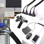 319pcs Cable Management Organizer Kit, Desk Cord Organizer, 98 Adhesive Cable Clips Holder, 17 Reusable Cable Strap, 4 Cable Sleeve Split, and 200 Nylon Cable Zip Ties (Black)
