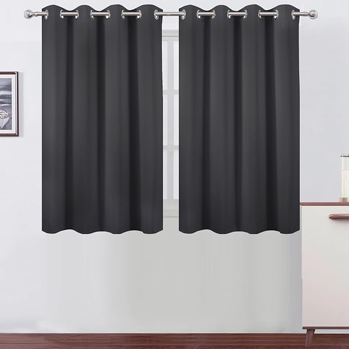 LEMOMO Dark Grey Thermal Blackout Curtains/52 x 45 Inch/Set of 2 Panels Room by Lemomo