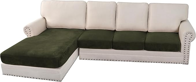 H.VERSAILTEX Velvet Stretch Sectional Couch Covers 4 Pieces Sofa Seat Cushion by HVERSAILTEX
