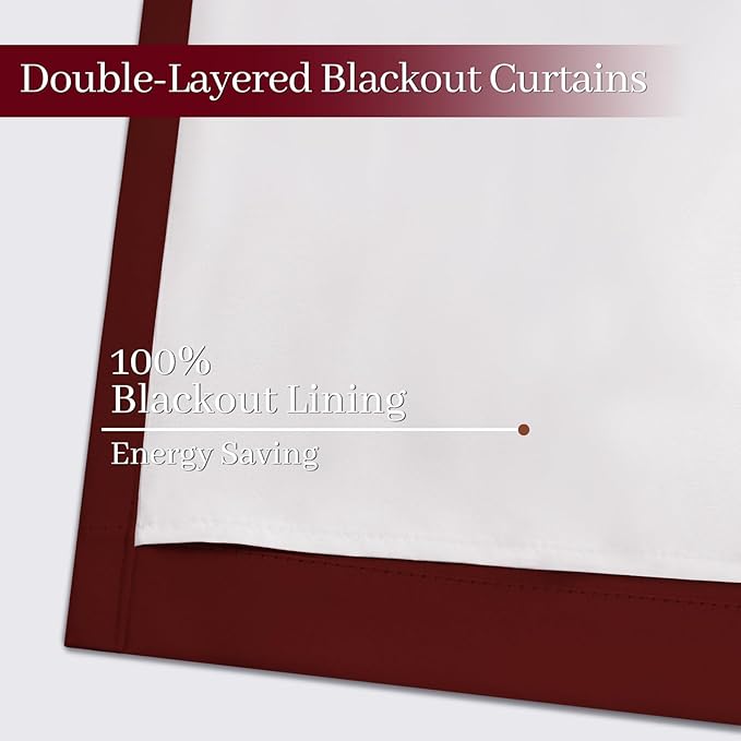 Yakamok Room Darkening 100% Blackout Curtains Grommet Window Treatments - Image 4