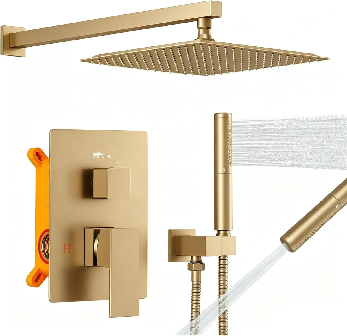 12 Inch Rainfall Shower System Rain Shower Head Combo Shower Faucet Fixture