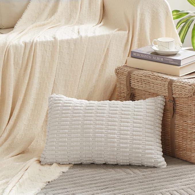 Fancy Homi 4 Packs Pure White Decorative Throw Pillow Covers 16x24 Inch - Image 2