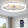20'' Ceiling Fan with Light and Remote,White Low Profile Fandelier