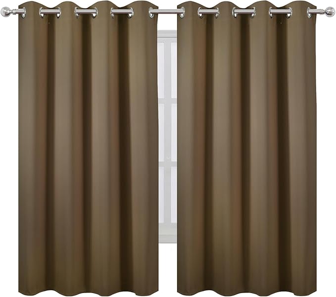 LEMOMO Brown Blackout Curtains 66 x 63 Inch Length/Set of 2 Curtain - Image 2