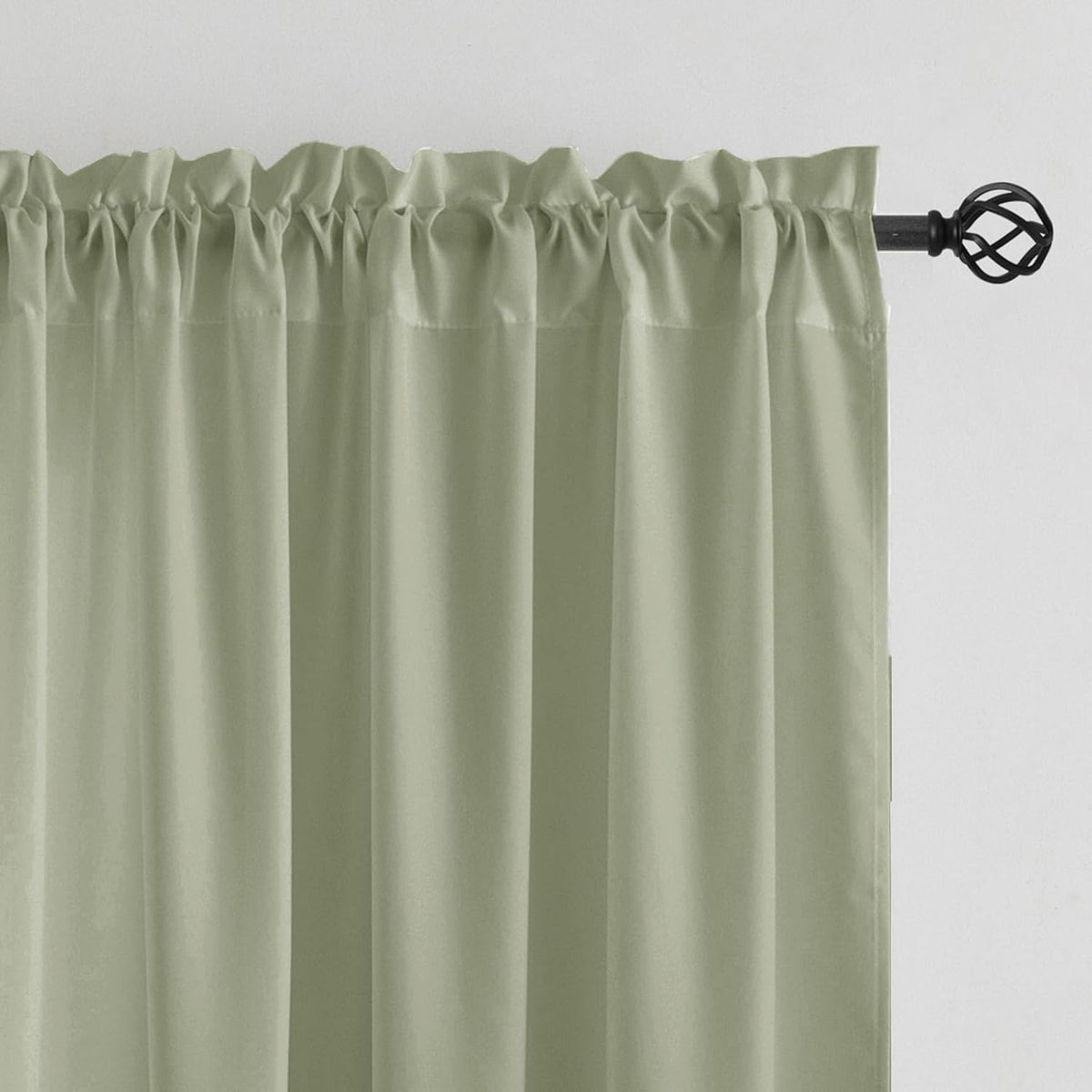 Anmao Non-See-Through Sage Green Privacy Semi Sheer Curtains for Living Room 84 Inch Length 2 Panels Set, Light Filtering that Let Light in Rod Pocket Window Drapes for Bedroom, 52W x 84L, Sage