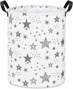 Collapsible Kids Laundry Basket Clothes Hamper, Foldable Storage Organizer Bin, Toy Clothes Storage with Handles for Boys Girls Bedroom, Room Decor Grey Star