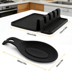 Kitchen Spoon Kitchen Gadget Holder for Ladles Rest Spoon Holder for Stove Top Black 3 Pcs (3, Black)