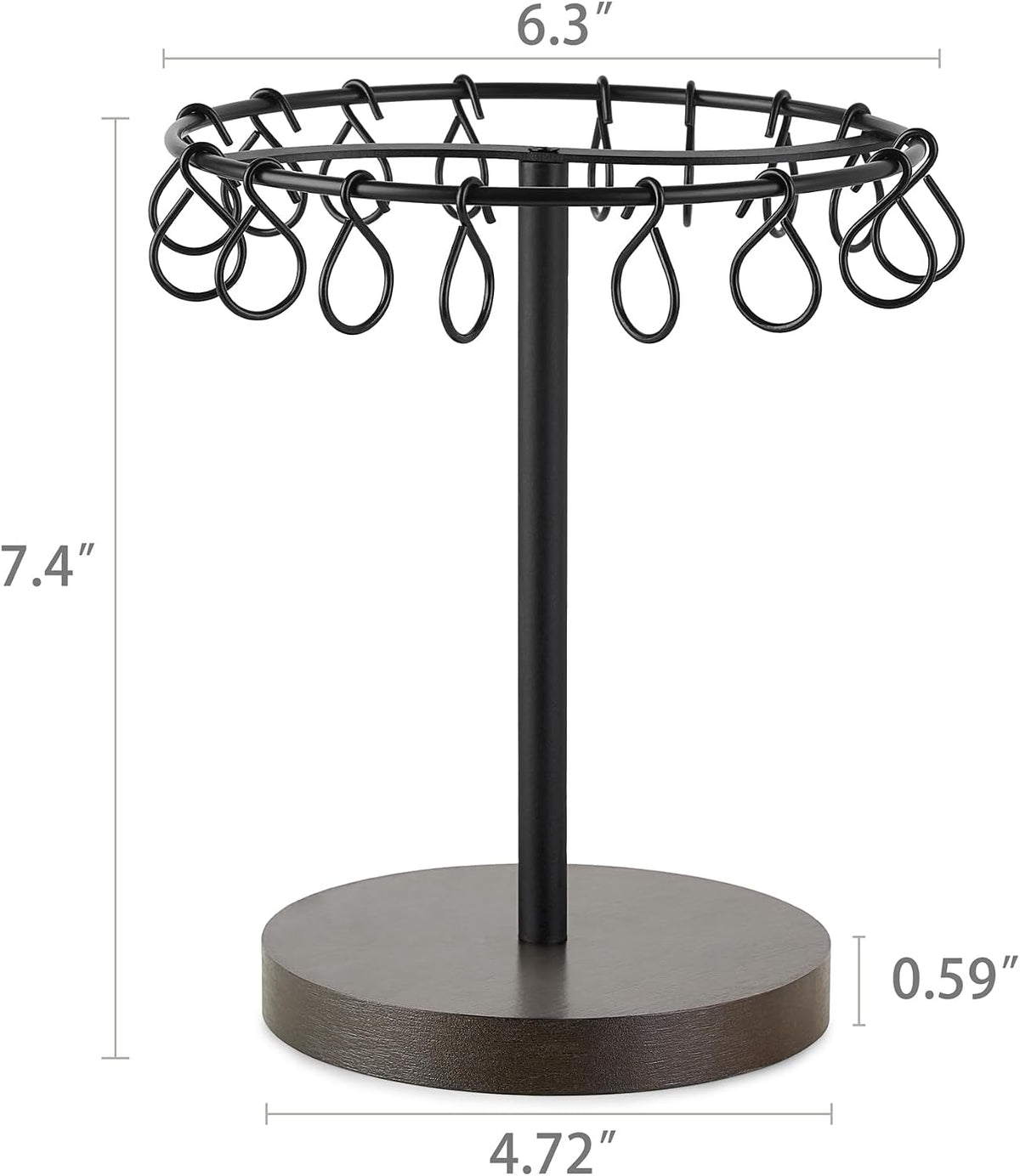 Dahey Claw Clip Organizer 16 Metal Hooks Display Holder Hair Clip, Black