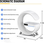 Smart LED Table Lamp, 4-in-1 Wireless Charger, Night Light, Alarm Clock, Bluetooth Speaker with App Control, Bedside Lamp with Charging Station for Bedroom, Office, Home Decor, Teen Girls Boys Gifts