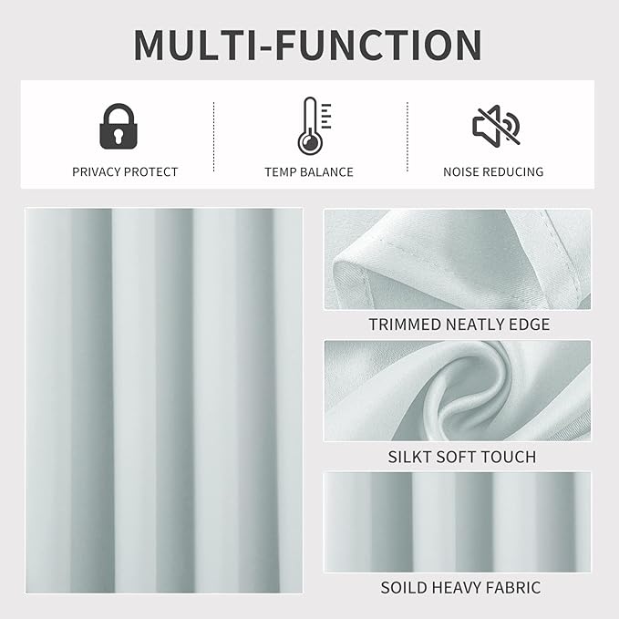 Joydeco White Curtains 108 Inches Long 1 Panel, Thermal Insulated Long - Image 3