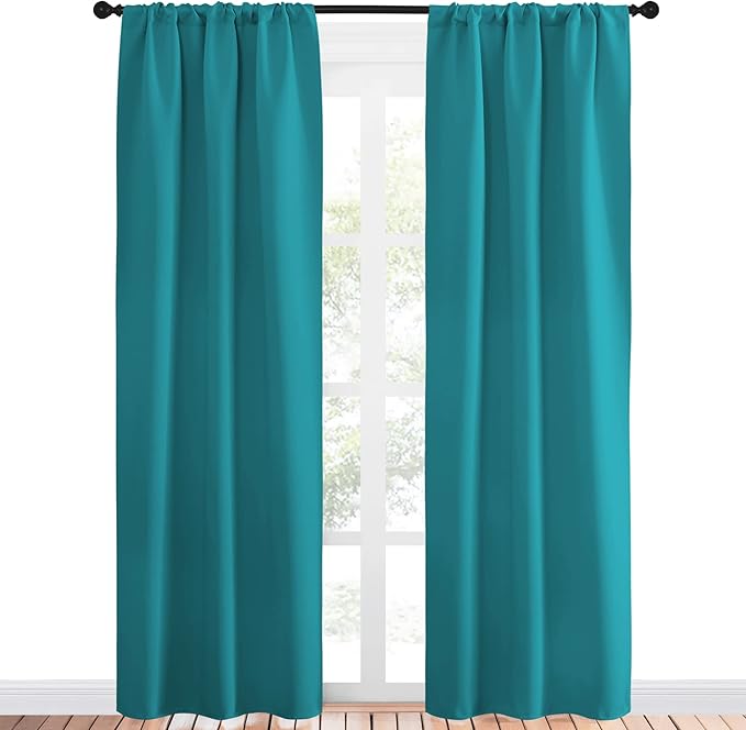 NICETOWN Peacock Blue Blackout Curtains Panels - Image 2