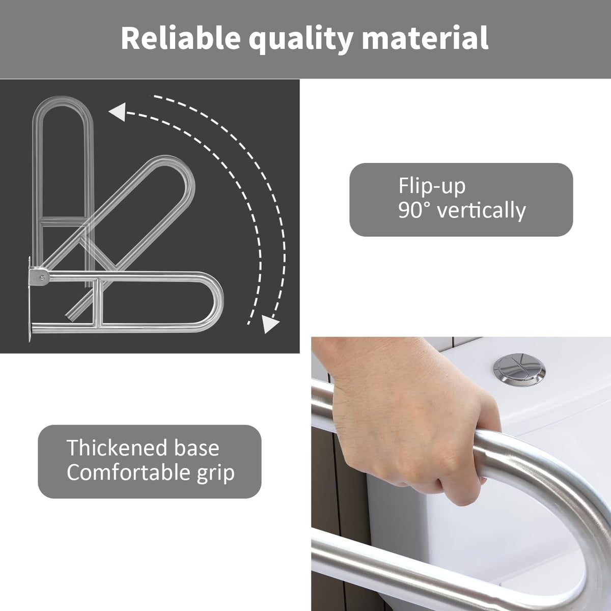 Toilet Grab Bar 24 Inch, Folding Bathroom Safety Rail for Seniors