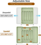 ukeetap Extra Large Expandable Silverware Organizer, Flatware Tray, Green