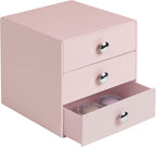 iDesign 3-Drawer Plastic Vanity Organizer, Compact Storage Organization Drawers Set for Cosmetics, Dental Supplies, Hair Care, Bathroom, Dorm, Desk, Countertop, Office, 6.5" x 6.5" x 6.5", White