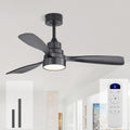 Sofucor 48 Inch Wood Ceiling Fans with Lights, Flush/Downrod Mount, Black