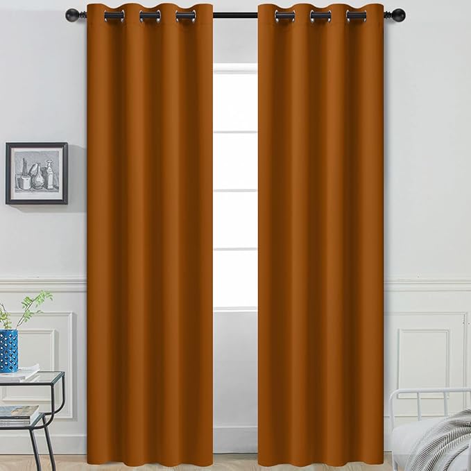 Yakamok Burnt Orange Curtains 84 Inches Length Blackout Curtain by Yakamok
