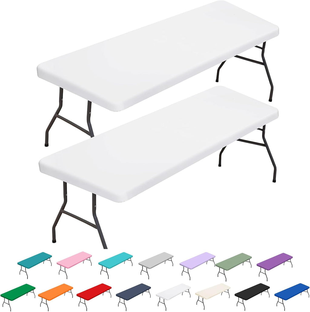 BDDC 2 Pack Table Covers for 6 Foot Tables Rectangle Fitted Withe