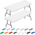 BDDC 2 Pack Table Covers for 6 Foot Tables Rectangle Fitted Withe