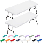 BDDC 2 Pack Table Covers for 6 Foot Tables Rectangle Fitted Withe