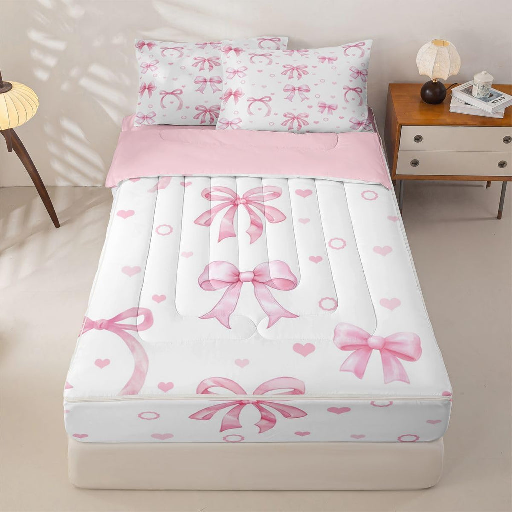Erosebridal Ribbon Bowknot Zipper Bedding Set Twin Zip Up Bedding