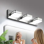 Torondo 360° Rotate LED Bathroom Vanity Light Fixtures, Acrylic Vanity Lights for Bathroom, Modern Wall Lighting Fixtures Over Mirror Living, Chrome, Natural White, 3-Light, 17-Inch