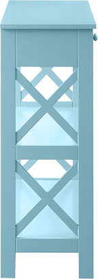 Convenience Concepts Oxford 1-Drawer Console Table 39.5" - Farmhouse Sofa Display with Storage Shelf For Living, Family, & Dining Room, Modern Entryway Hall Table for Kitchen, Bedroom, Sea Foam Blue
