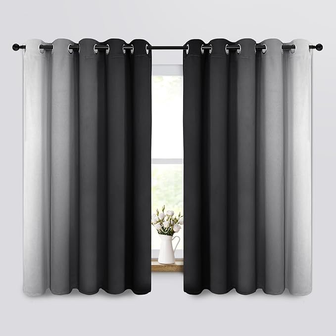 Yakamok Room Darkening Ombre Curtains 63 Inch Length, Light Blocking Grommet - Image 2