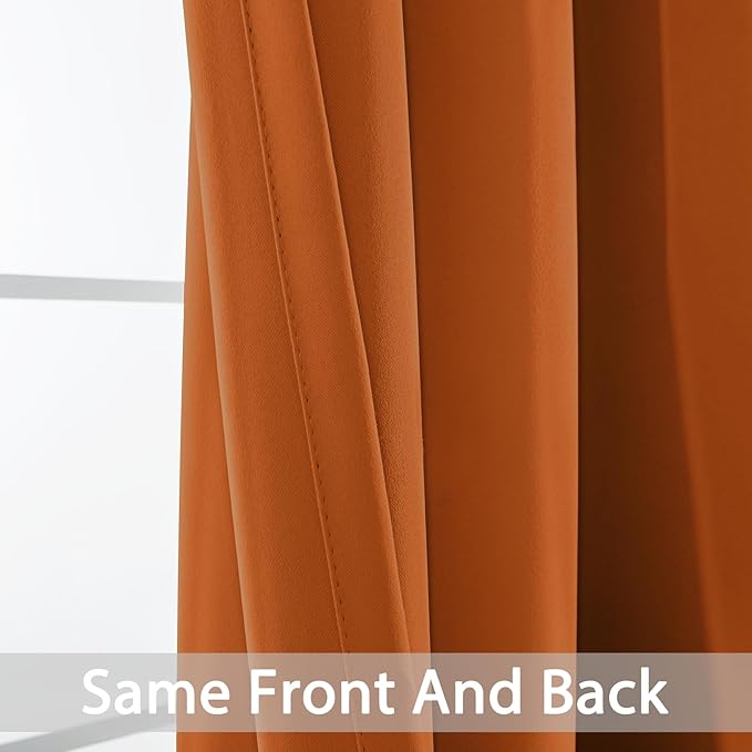 Yakamok Soft and Smooth Orange Blackout Curtains - Image 5