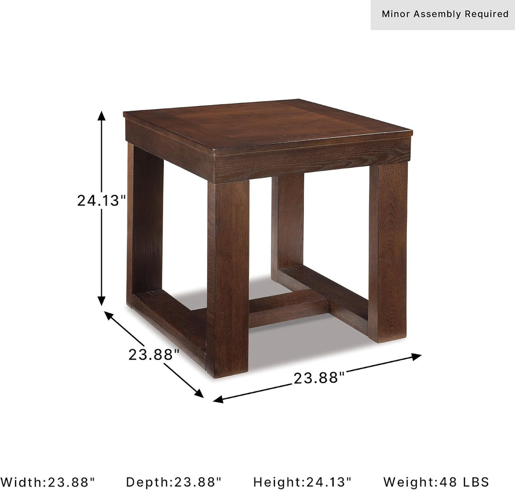 Signature Design by Ashley End Table, Oversized Square, Dark Brown