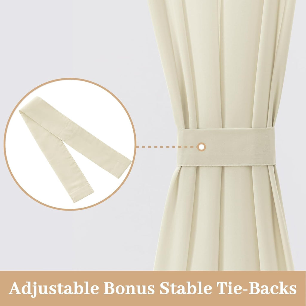 MIULEE Non-See-Through Ivory Sidelight Curtains 2 Panels 26 x 40 inches