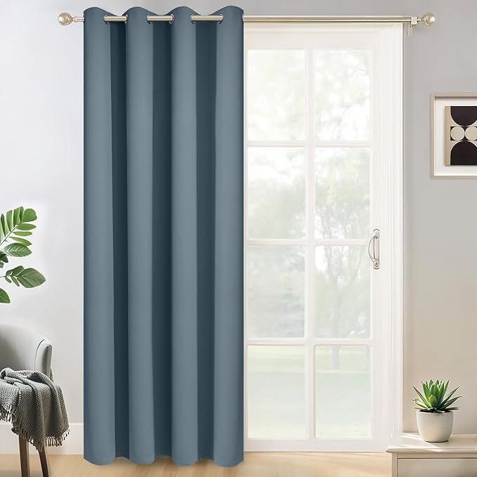 Yakamok Wide Thermal Blackout Patio Door Curtain Panel, Stone Blue Grommet by Yakamok