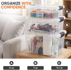 Superio 7.4 Quart Clear Plastic Storage Bin with Lid, Stackable Organizer Box, BPA-Free Storage Container for Home, Garage, School & Office, 1 Pack