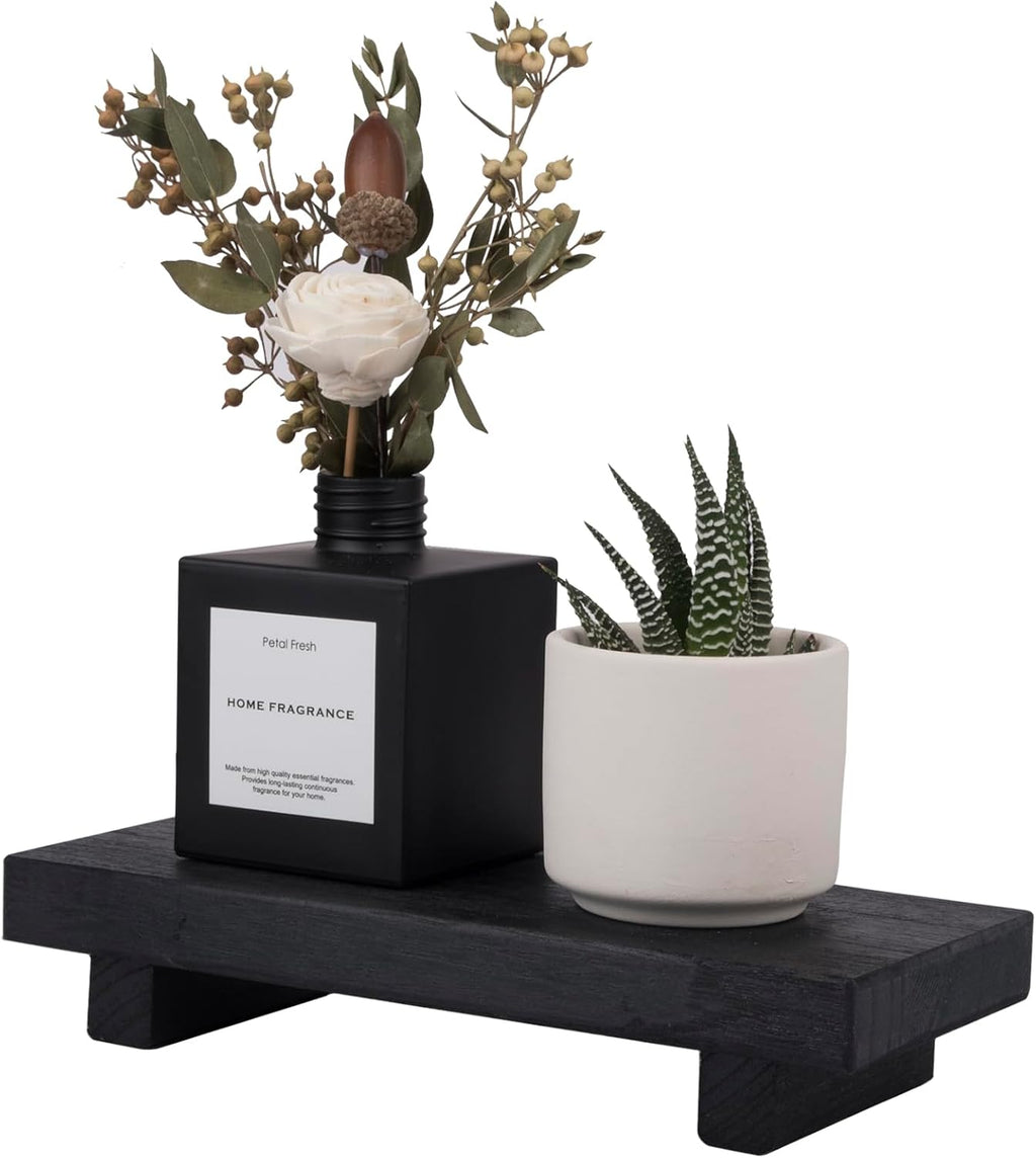 Wood Bathroom Tray Farmhouse Decor Kitchen Soap Holder, 8.7" x 3.6" Black