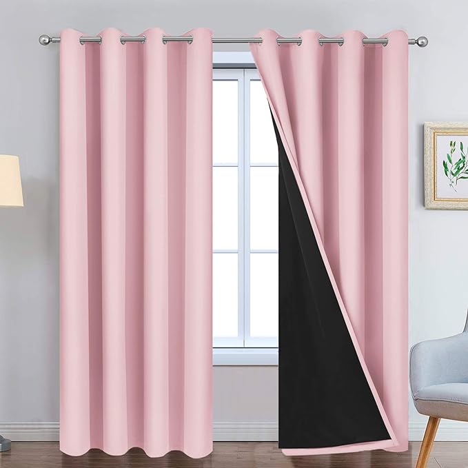 Yakamok Total Blackout Curtains, 2 Thick Layers Completely Blackout Thermal by Yakamok