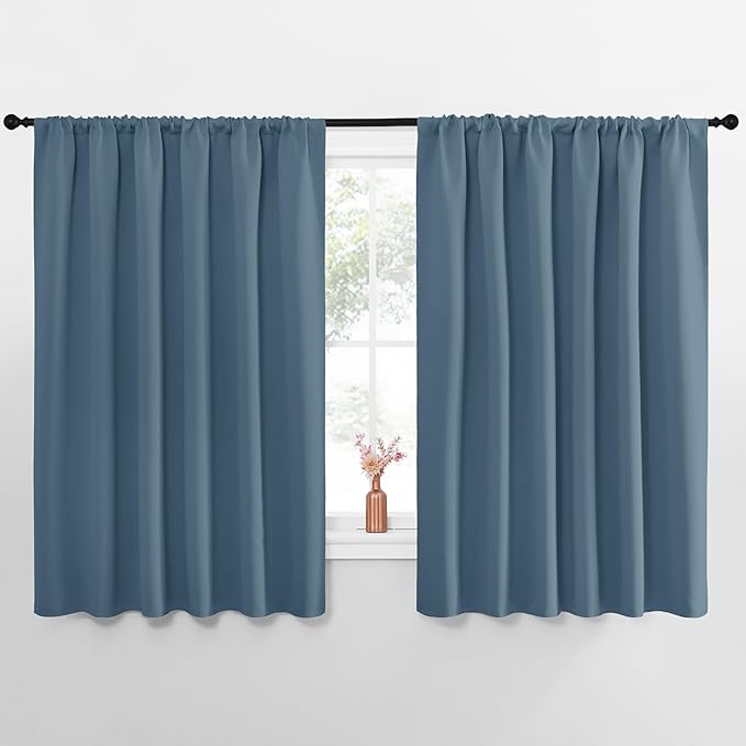 NICETOWN Blackout Curtains for Bedroom, Smoky Blue, 1 Pair, 70 by 63-inch by NICETOWN