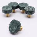 5pcs Marble Cabinet Knobs, Modern Decorative Drawer Pull, Stone Handles Brushed Brass Base for Kitchen Cupboard Bedroom Dresser Wardrobe (Green)
