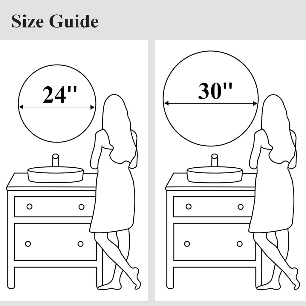 Black Round Mirror 30 Inch, Wall Circle Mirror for Bathroom, Matte Framed