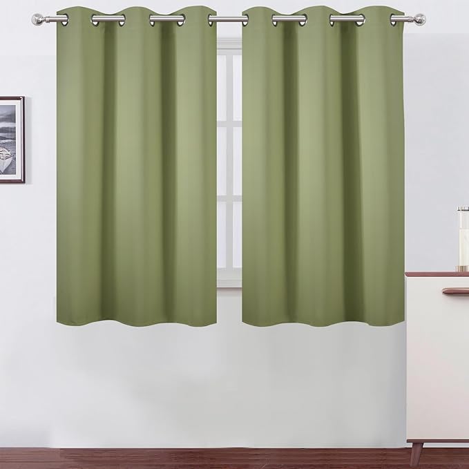 LEMOMO Sage Green Blackout Curtains/38 x 54 Inch/Set of Two Panels Grommet by Lemomo