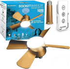 Bell+Howell Socket Breeze Light 5-Speed Deluxe LED – Ceiling Fans with Lights and Remote Control – For Bedroom, Kitchen, Living Room,1000 Lumens / 5000 Kelvins As Seen On TV