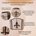 BestGiftEver 3-Panel Fireplace Screen- Fleur De Lis Design Vintage