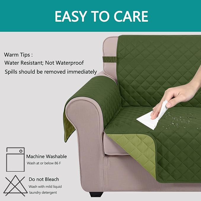 U-NICE HOME Loveseat Sofa Cover Reversible Couch Cover - Image 5
