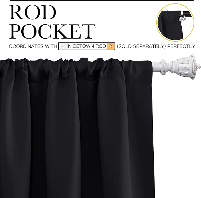 NICETOWN Black Blackout Curtain Blinds - Image 3